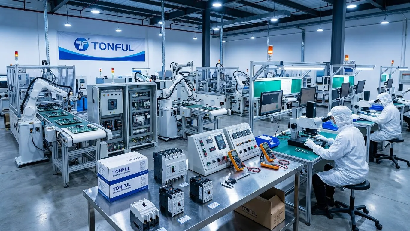 OEM electrical components manufacturing facility showing TONFUL quality control and precision assembly processes