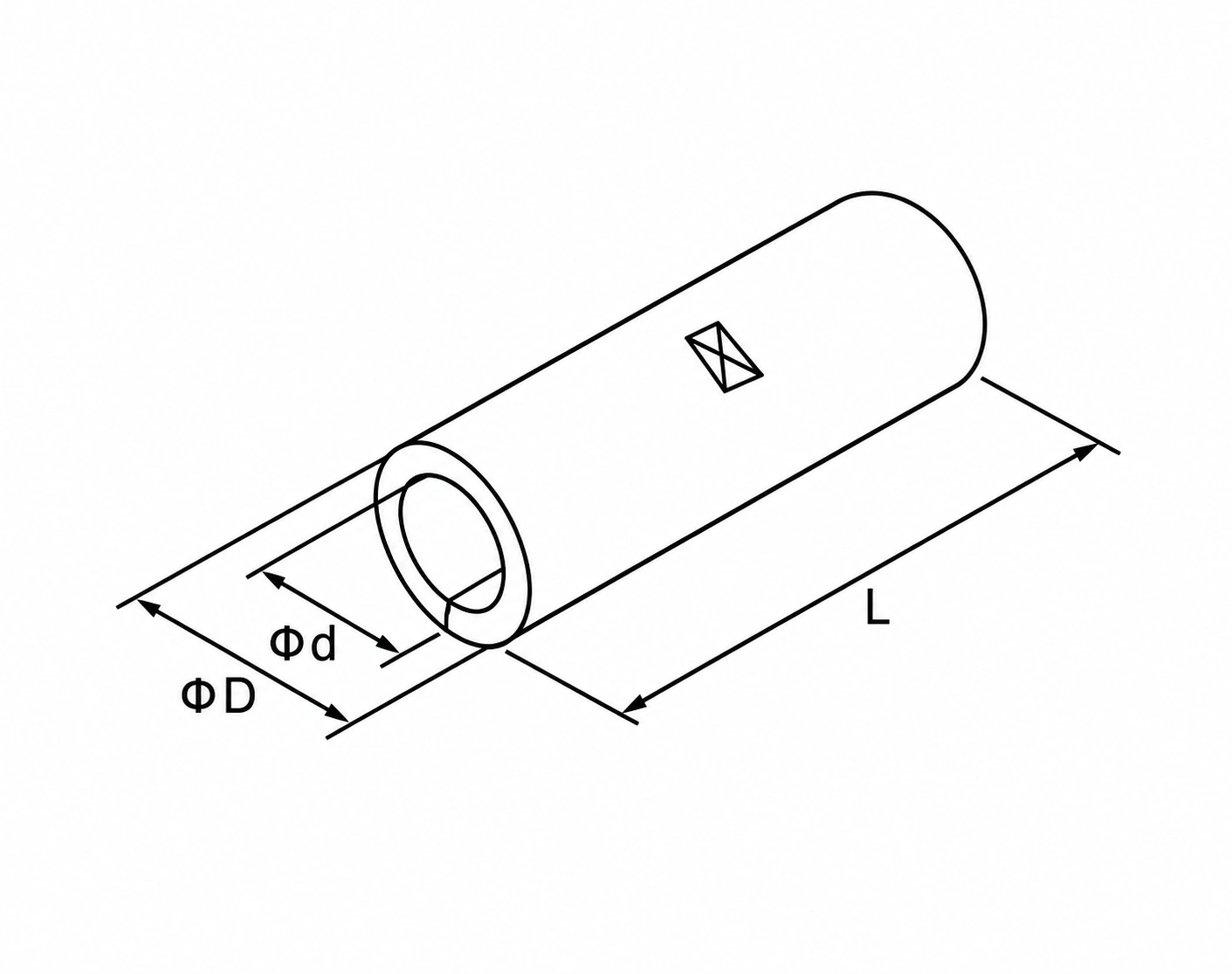 BN cylindrical butt splice terminal dimension reference