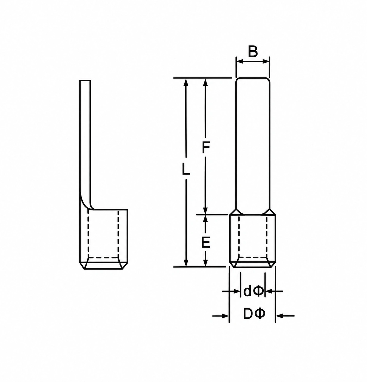 DBN flat blade terminal dimension reference