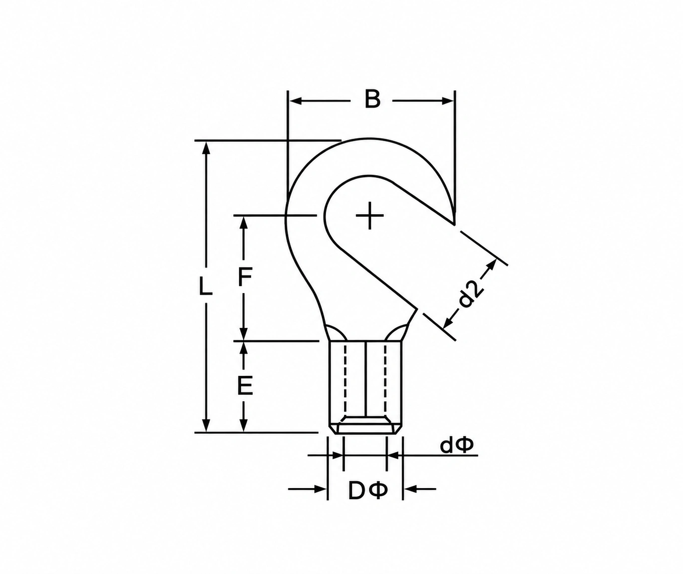 HNB curved hook terminal dimension reference