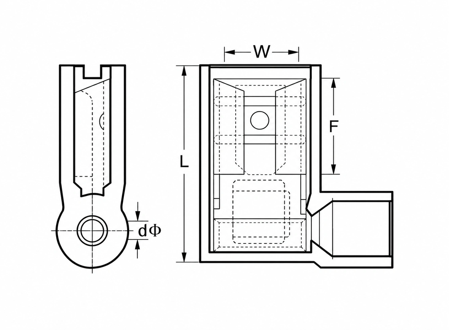 FLDNY nylon insulated flag terminal dimension reference