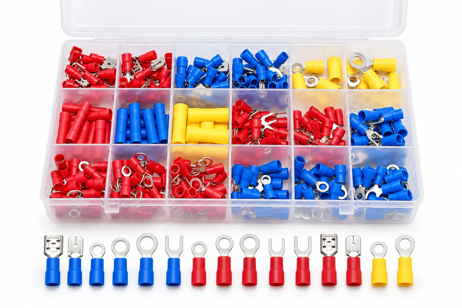 Crimp Terminal Assortment in a divided storage case — illustrative product image
