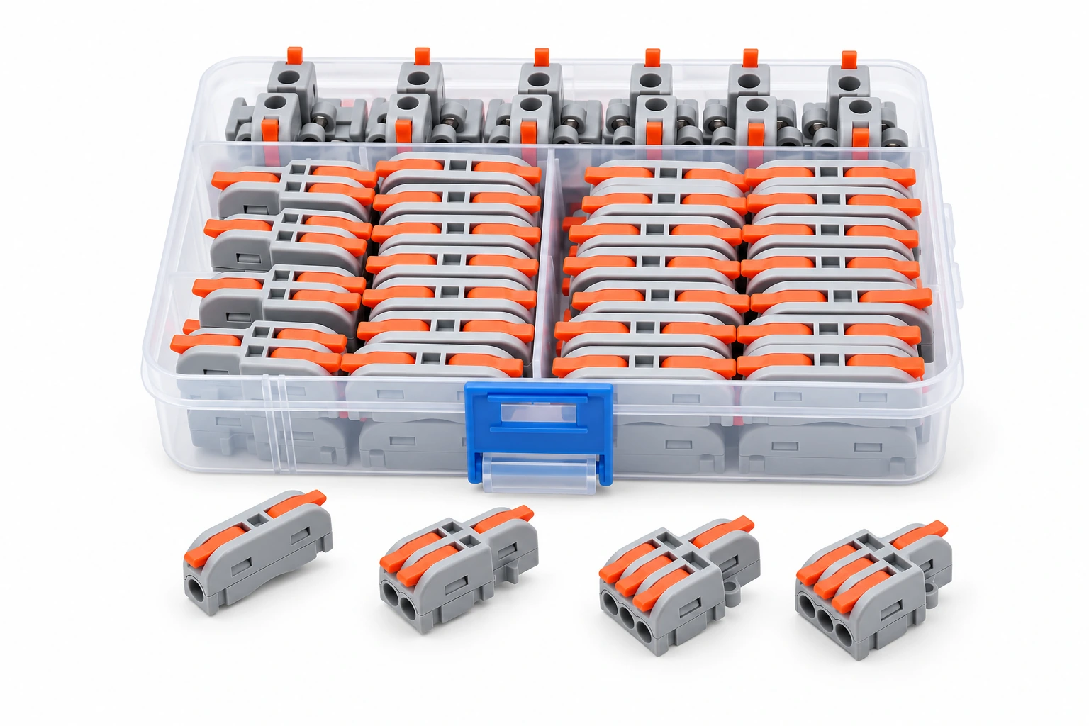 Lever Wire Connector Assortment in a divided storage case — illustrative product image