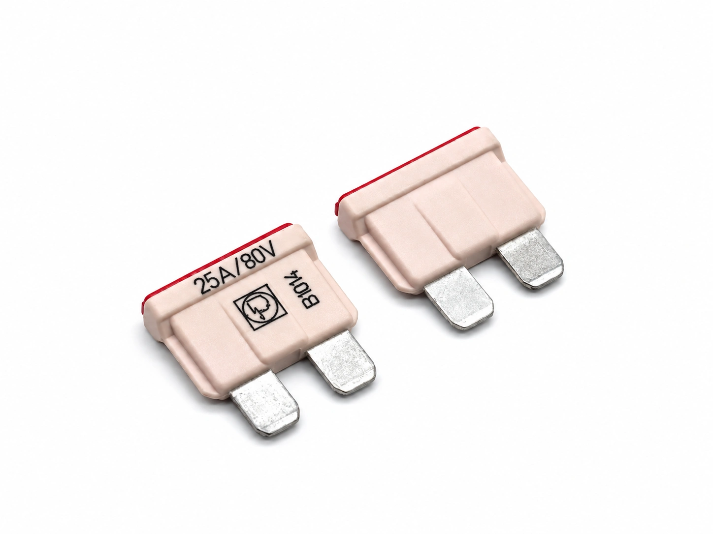 25A 80V ATO blade fuse pair, original color and geometry retained