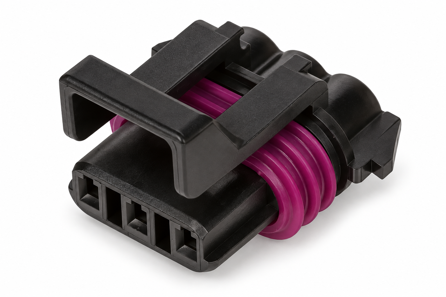 Illustrative Delphi Metri-Pack 150 Series automotive connector housing and component arrangement based on the original product image