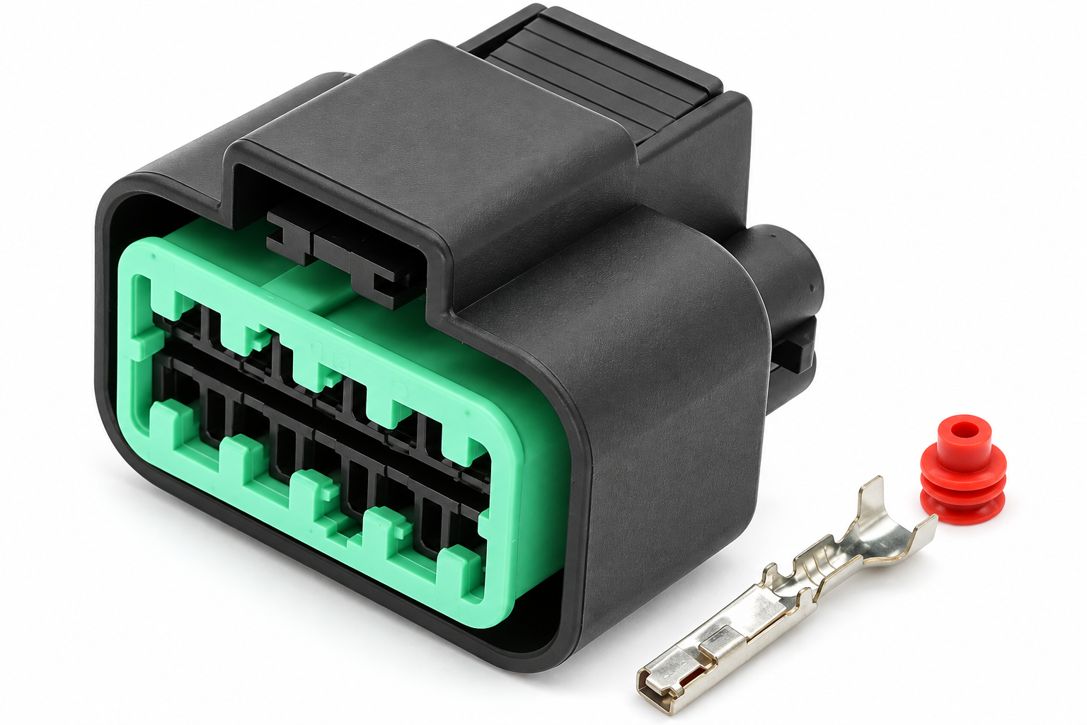 Illustrative KUM NMWP Series automotive connector housing and component arrangement based on the original product image