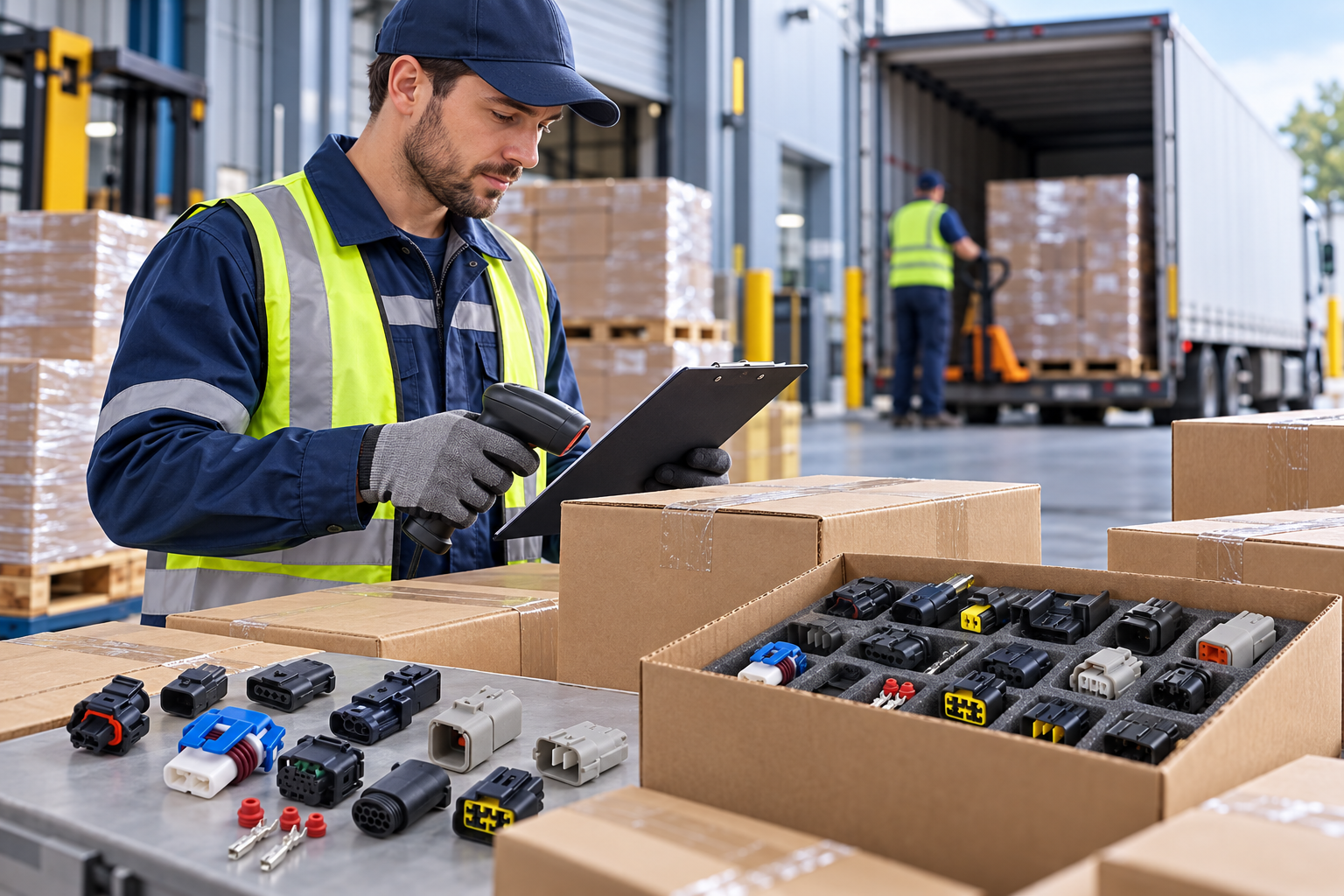 Illustrative automotive connector scene: Logistics Support