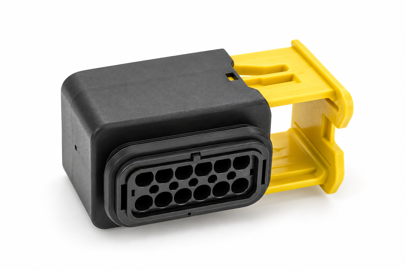 Illustrative TE AMP New Energy Series automotive connector housing and component arrangement based on the original product image