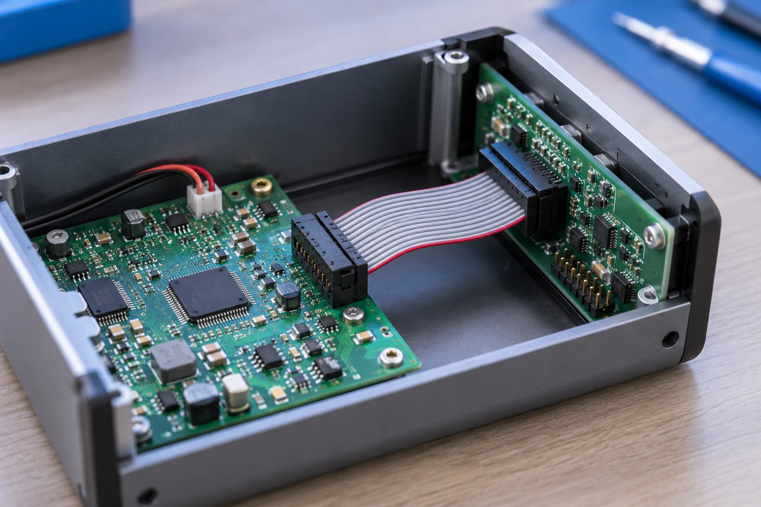 Embedded Electronics & Internal Connections — illustrative box header connector image