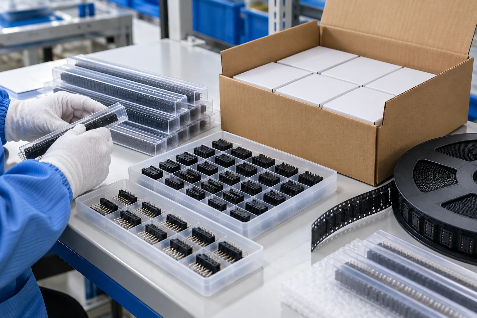 Protective Packaging & Order Identification — illustrative box header connector image