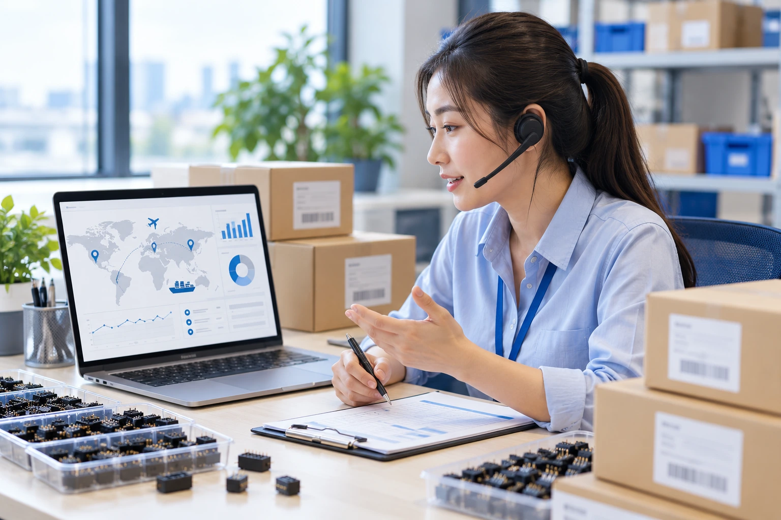 Packaging & Logistics Support — illustrative box header connector image