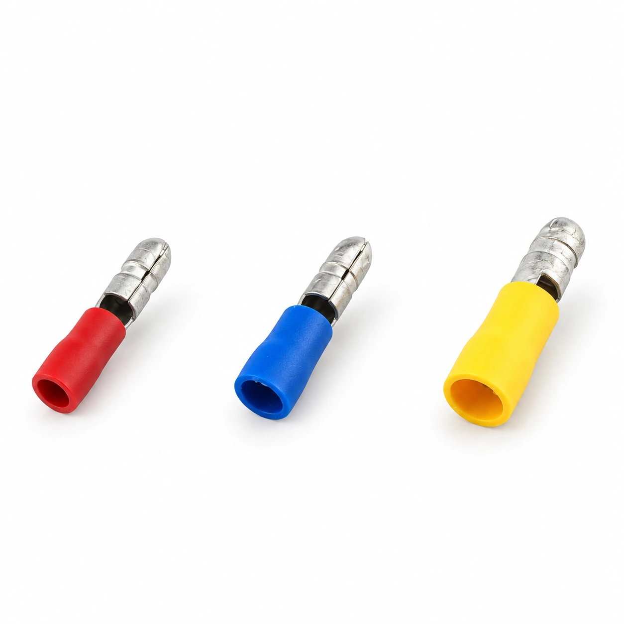 Red, blue and yellow MPD vinyl-insulated male bullet terminals