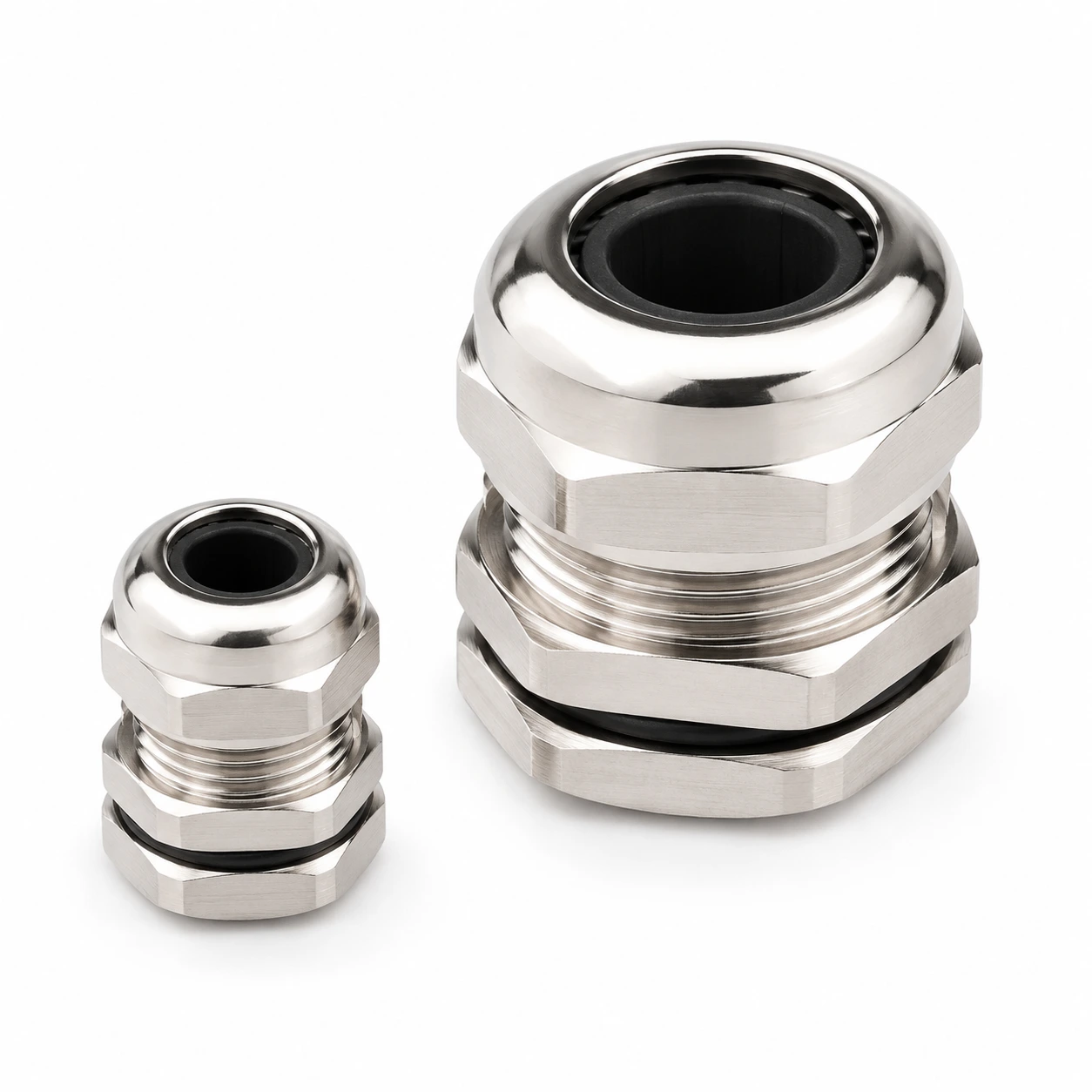 Nickel-plated brass cable glands for the G thread family