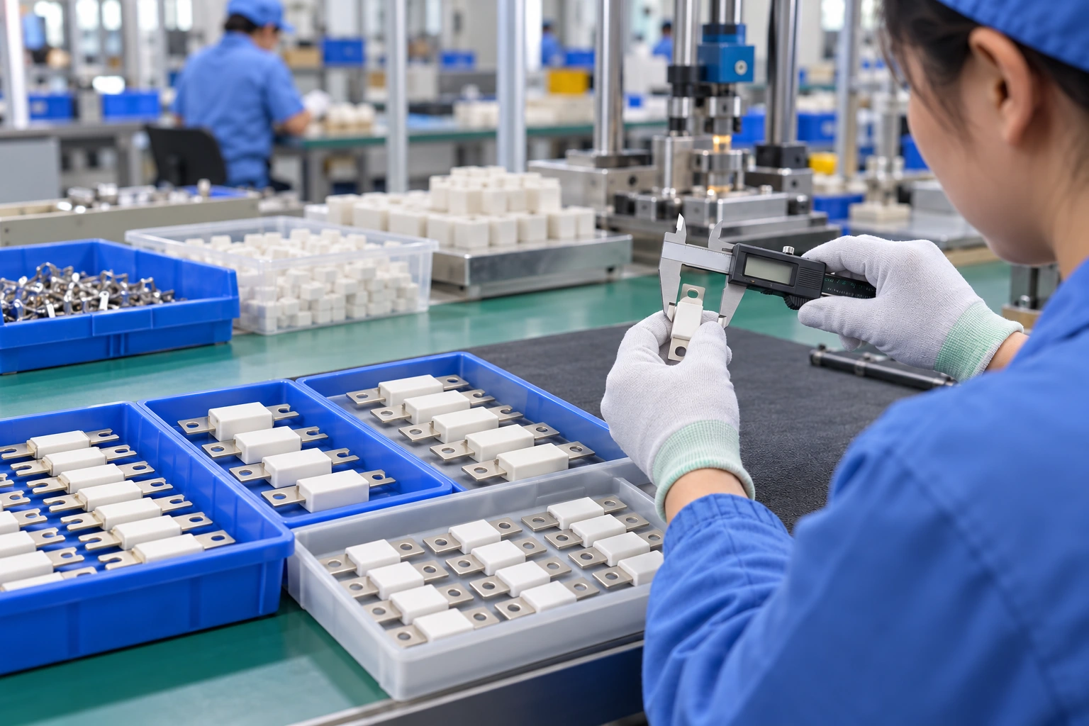Illustrative ceramic fuse assembly and dimensional inspection workshop