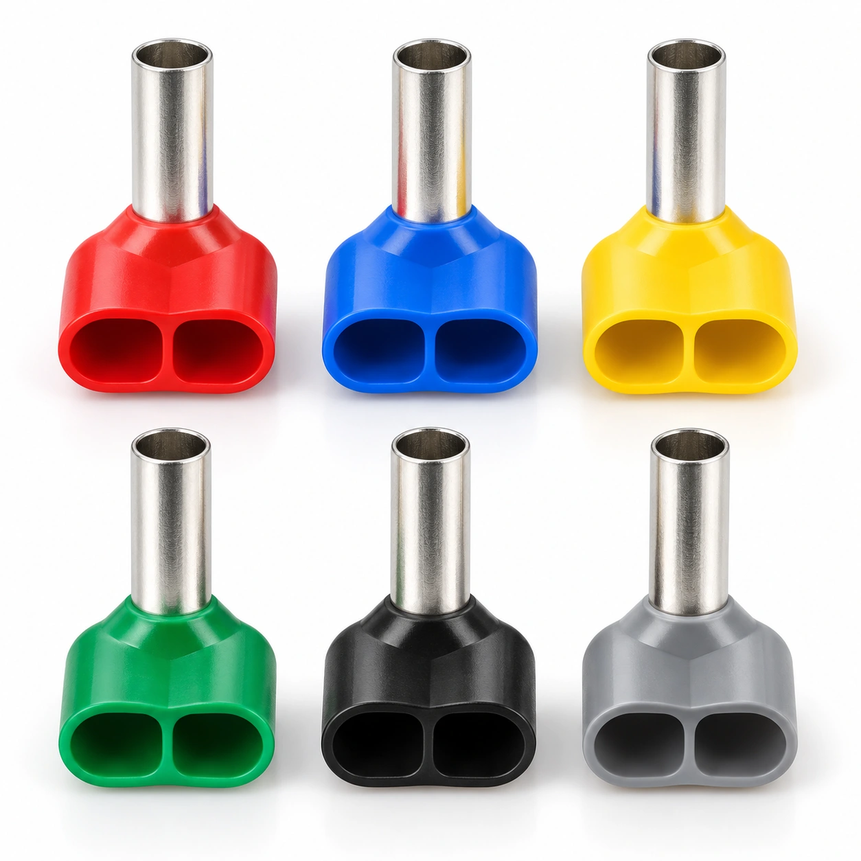 TE series twin-wire ferrules with oval insulating collars