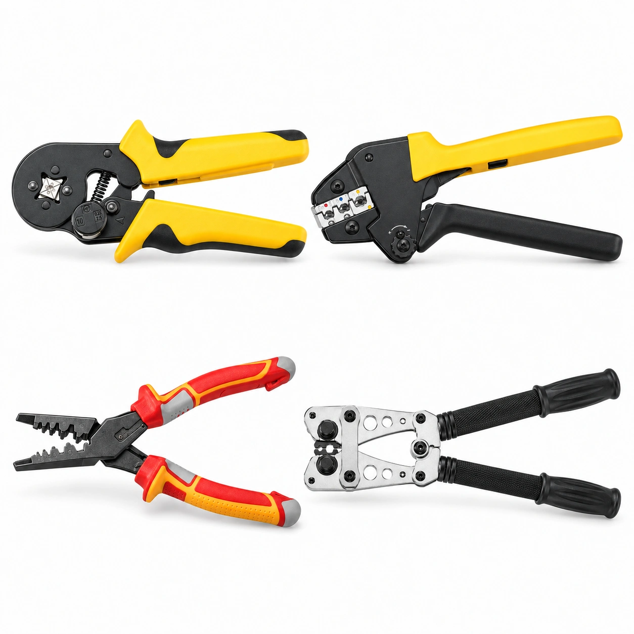 Collection of ferrule, ratchet terminal, multi-function and copper lug crimping tools