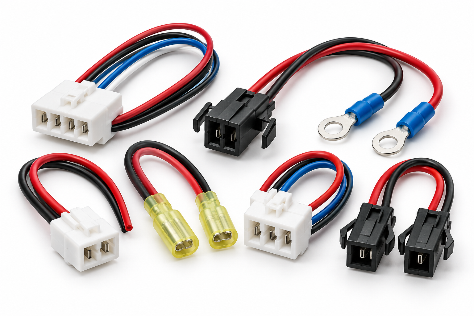 Illustrative collection of custom wire harness connector leads