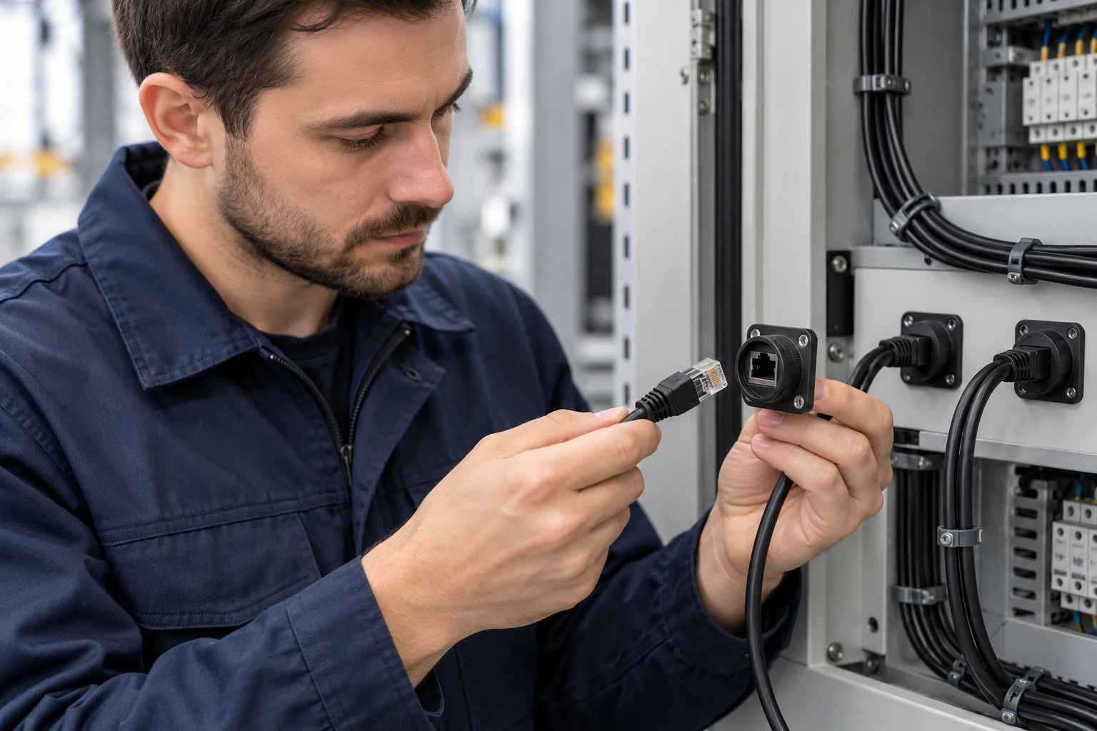 Industrial Control & Panel Connections — illustrative scene