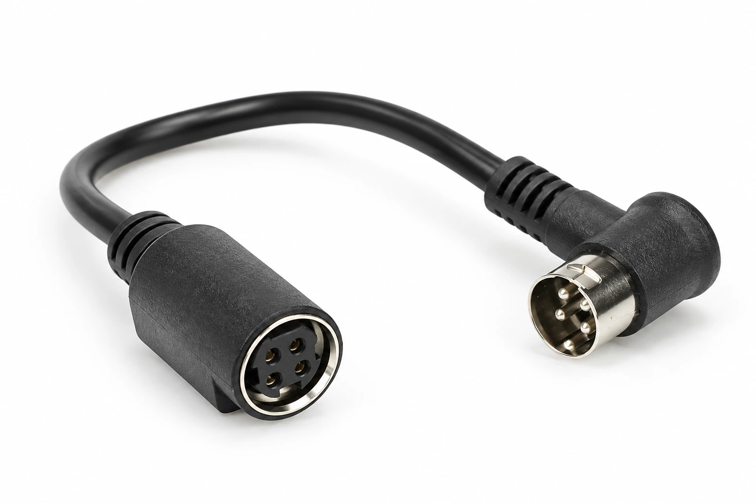 Right-Angle 4-Pin Mini-DIN Male-to-Female Cable — illustrative product image