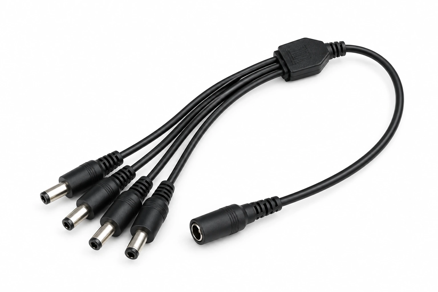 5.5 × 2.1 mm DC Female-to-Four-Male Splitter Cable — illustrative product image