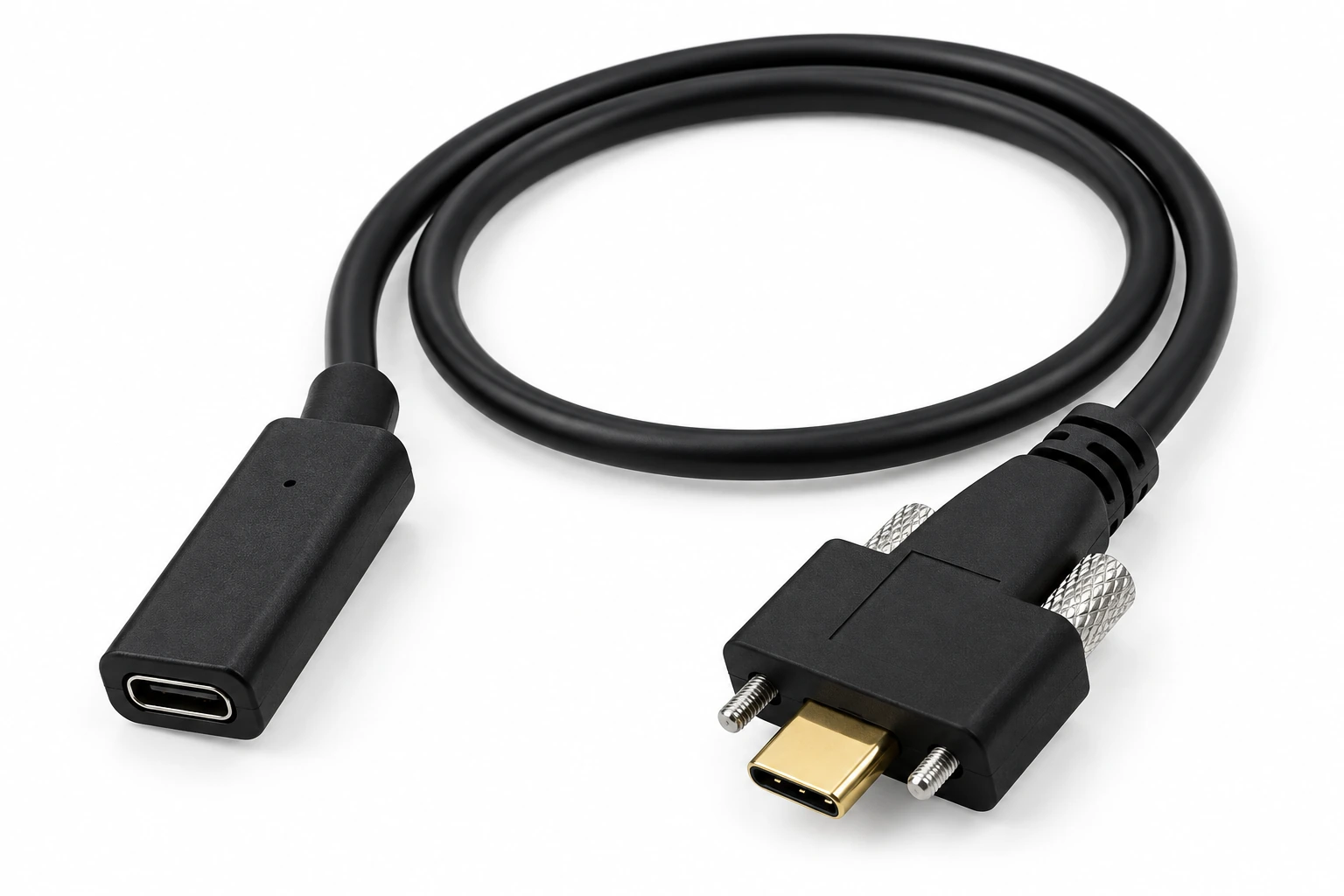Screw-Locking USB Male-to-Female Extension Cable — illustrative product image
