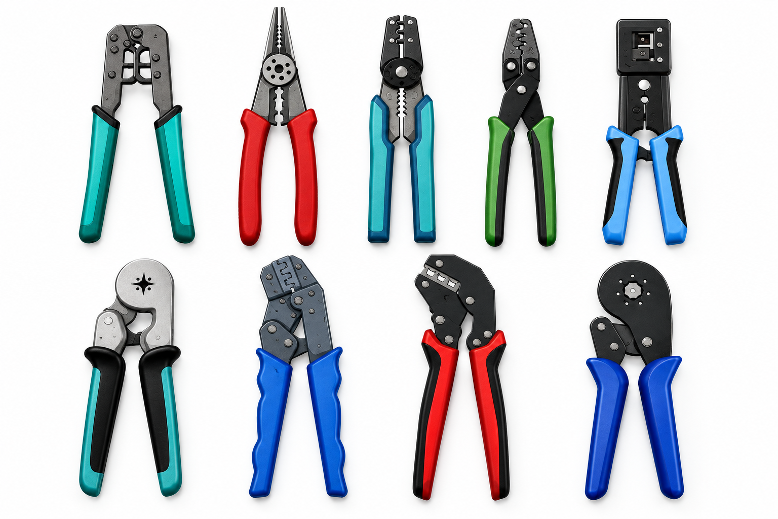 Illustrative collection of electrical crimping and stripping tools