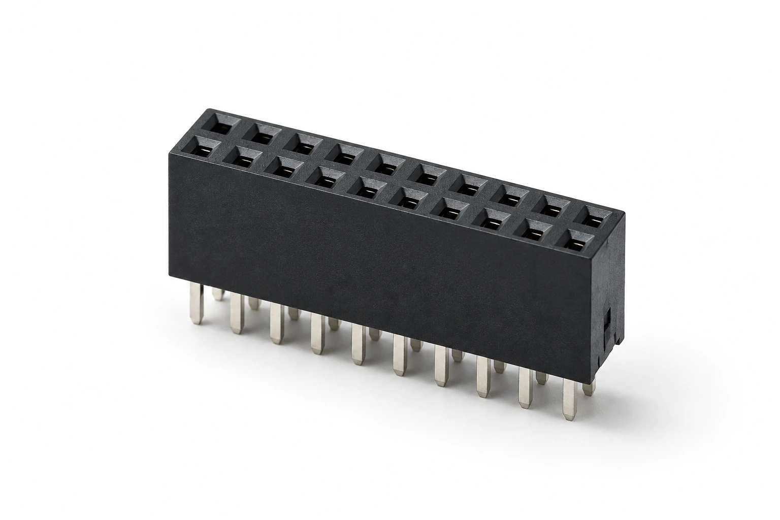Female Header Double Row PH2.54mm 10*2Pin 180 Degree DIP — illustrative female header connector image