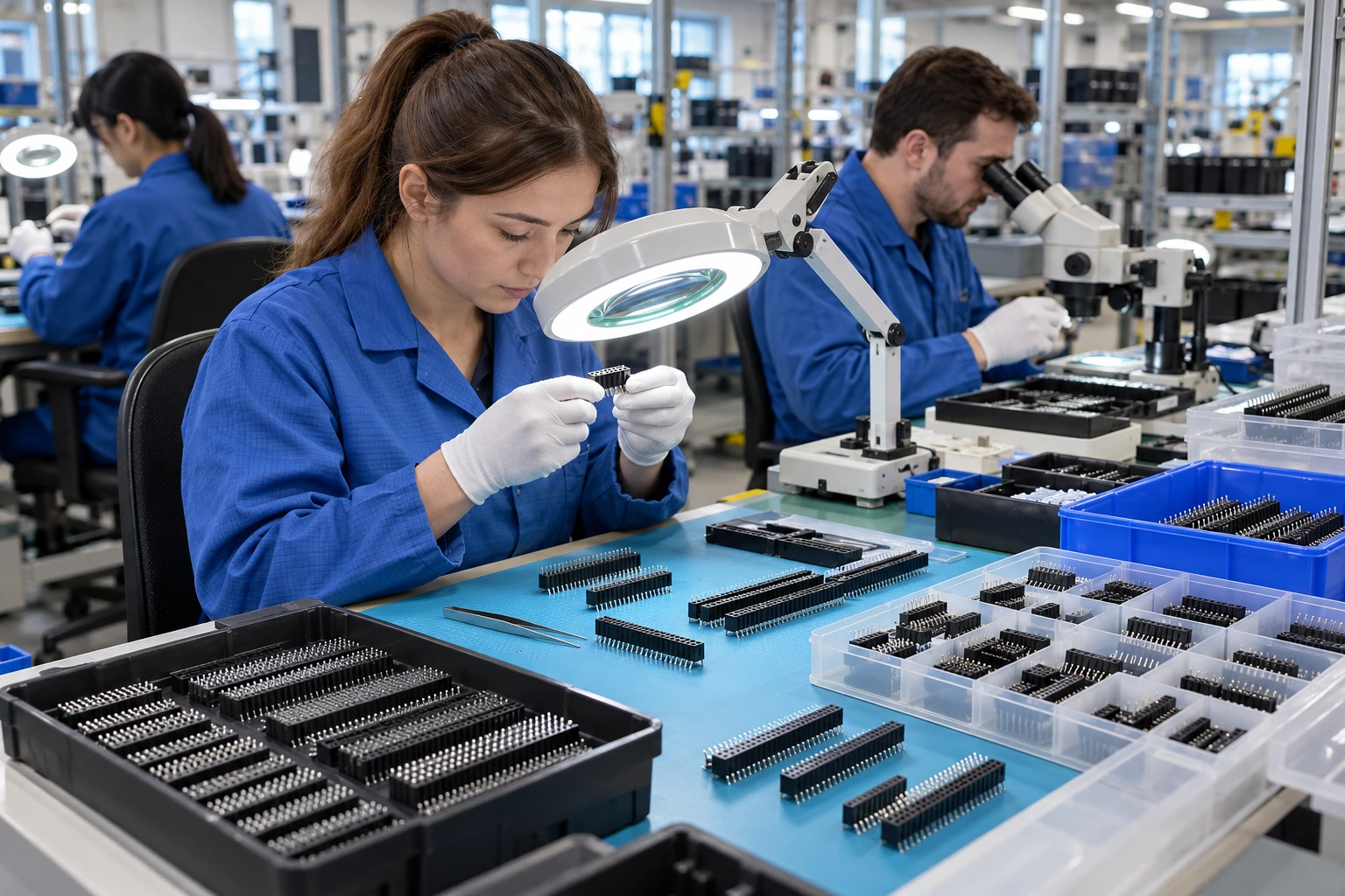 Female Header Assembly & Inspection — illustrative female header connector image