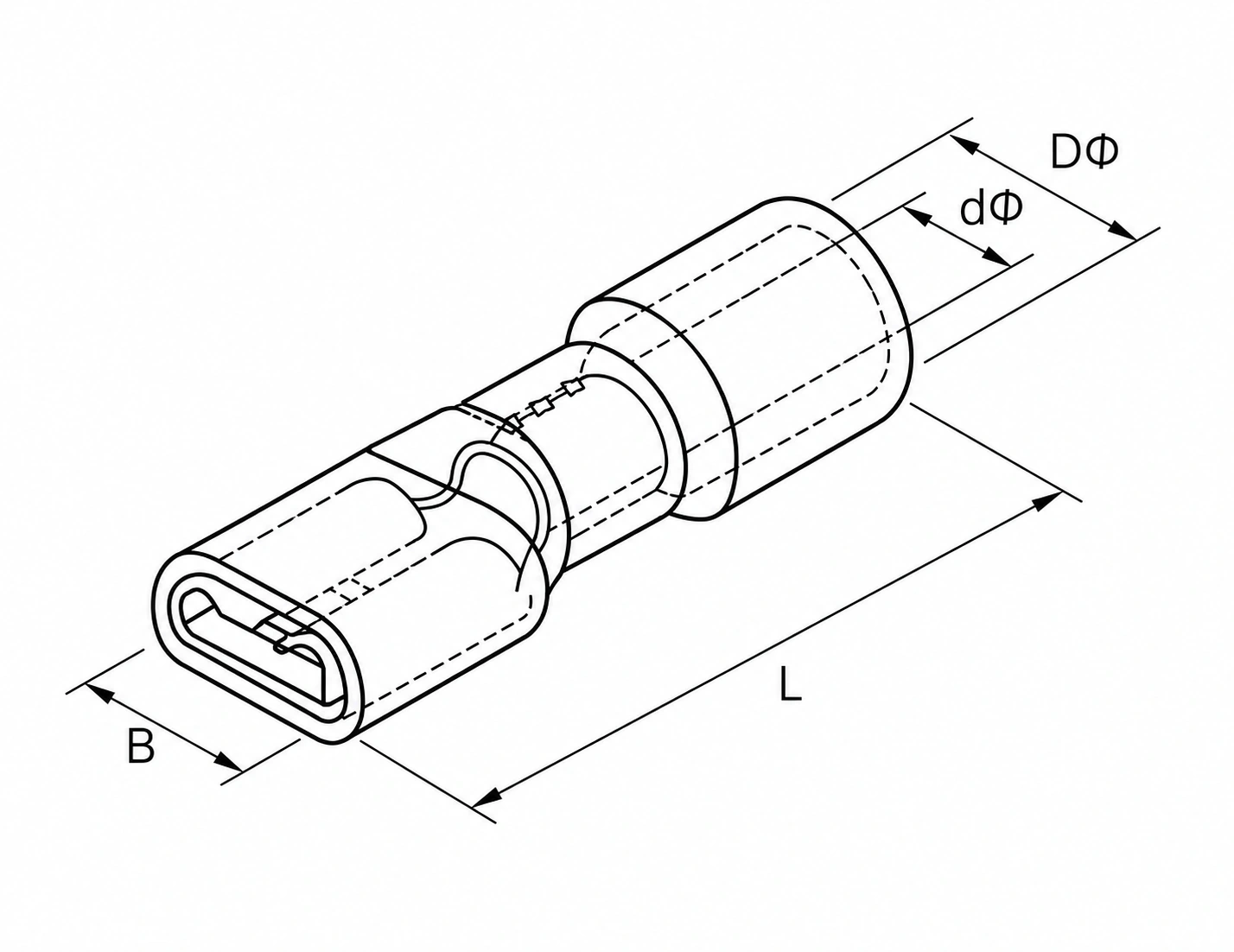FDFD fully-insulated female terminal dimension drawing