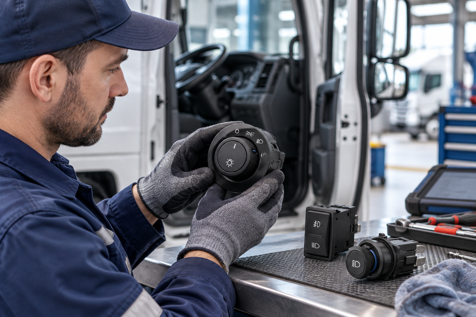 Illustrative headlight switch scene: Commercial Trucks & Fleet Vehicles