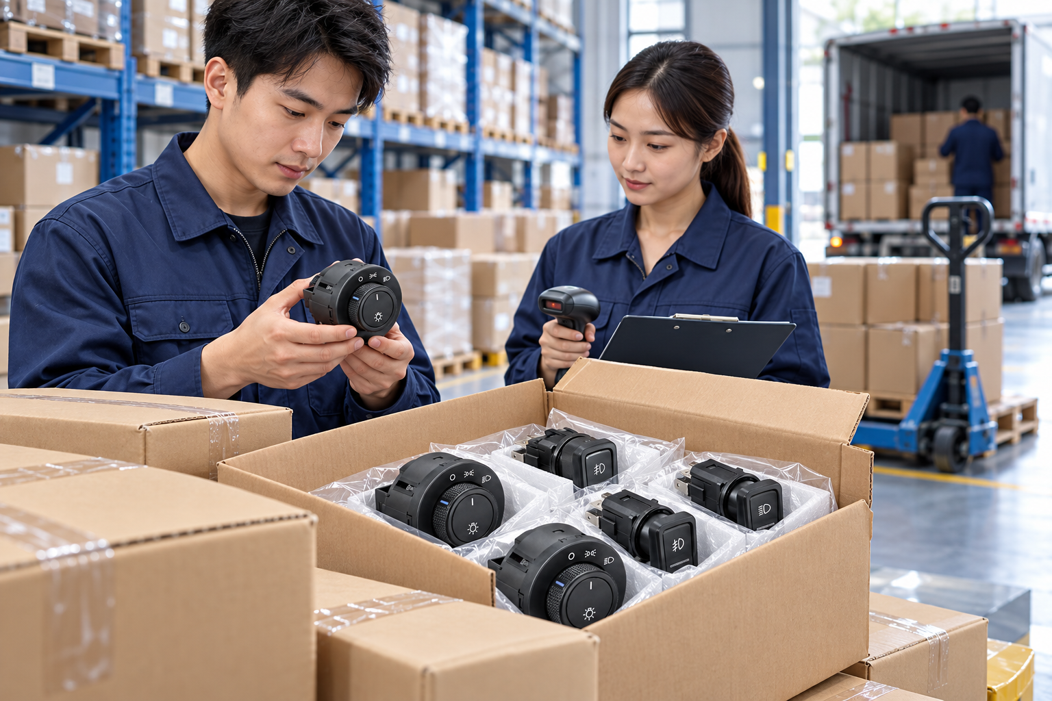 Illustrative automotive headlight switch service scene: Logistics Support