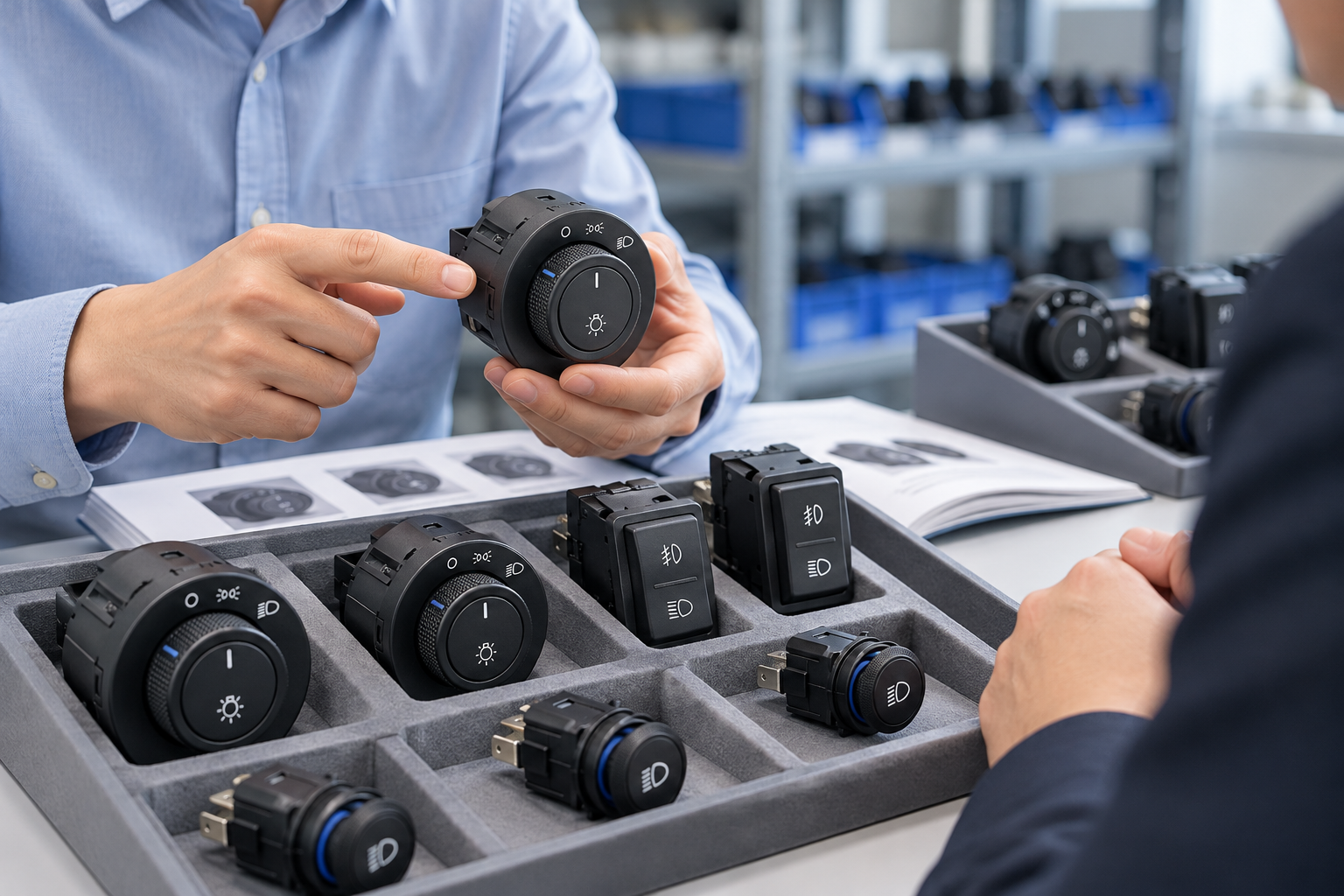Illustrative automotive headlight switch service scene: Product Recommendations
