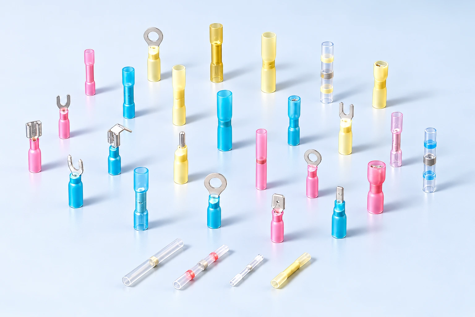 Heat shrink ring, fork, blade and butt terminal assortment