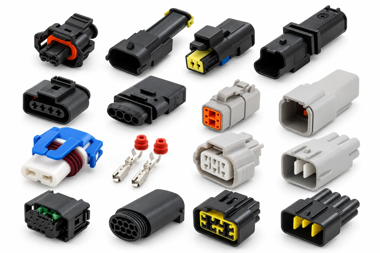 Automotive Electrical Connectors product collection on a white background