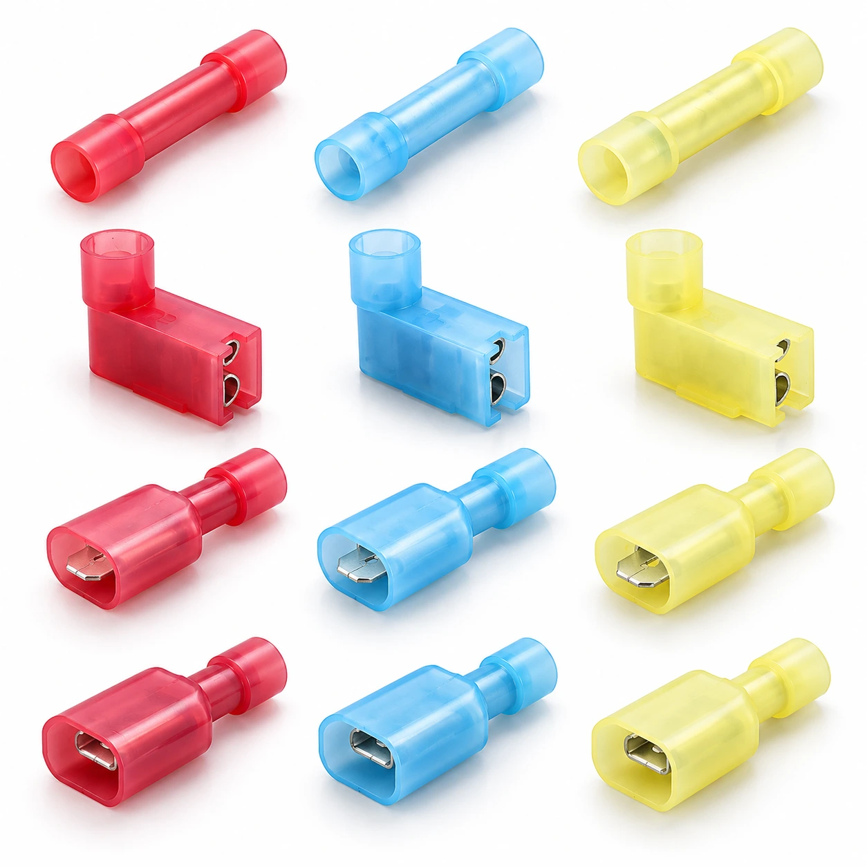 Nylon-insulated butt splices, female disconnects, male disconnects and flag terminals in a studio product collection