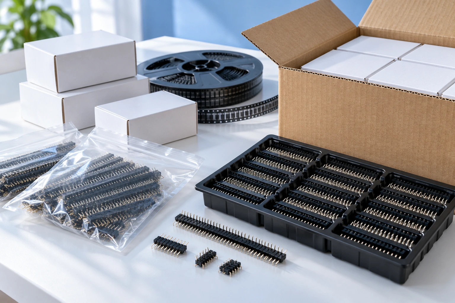 Bags, Trays & Export Cartons — illustrative pin header connector image