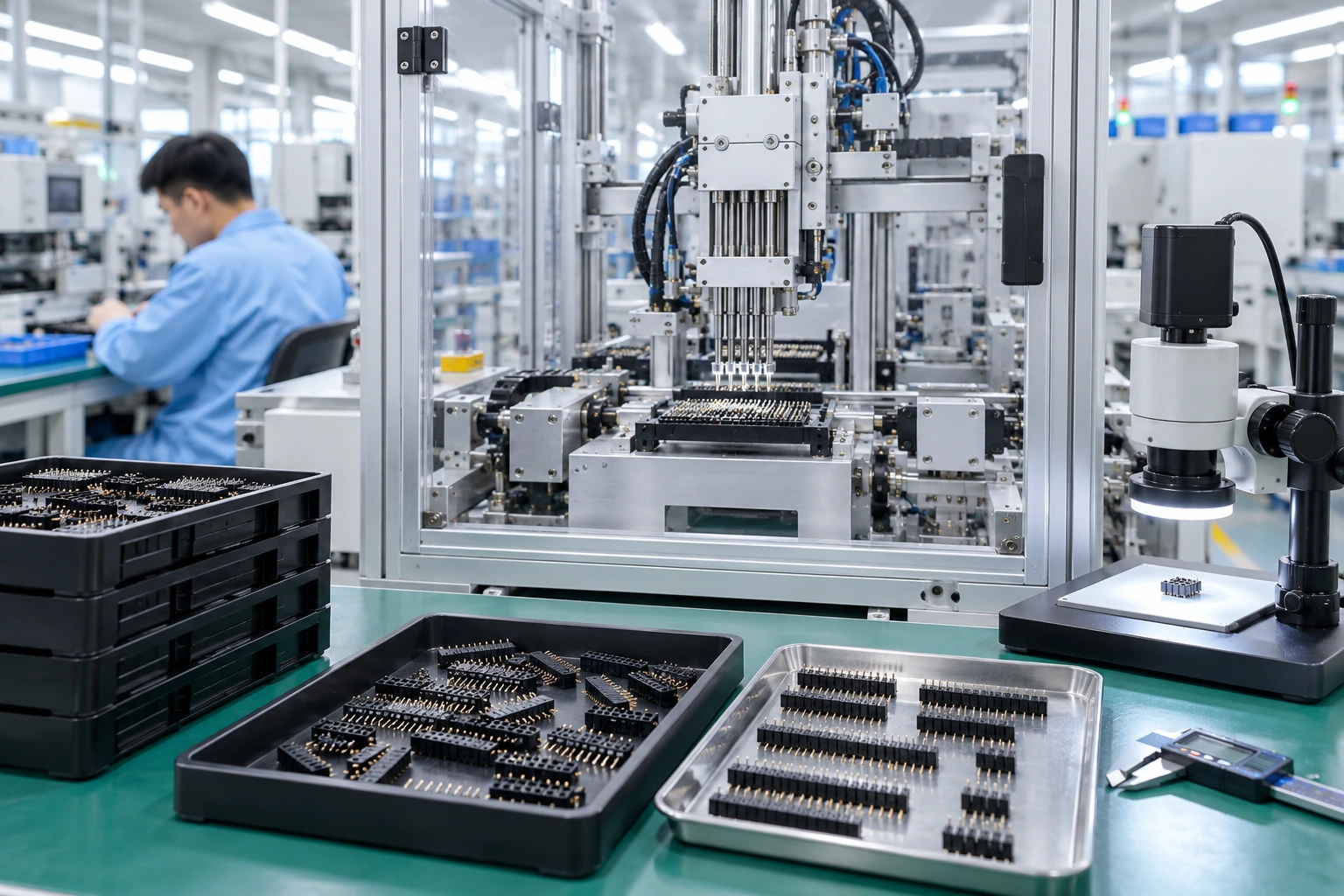 Connector Assembly & Inspection — illustrative pin header connector image