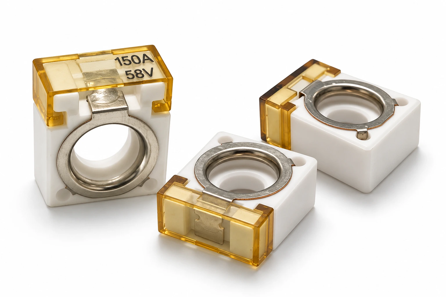 Square ceramic battery fuses with transparent PES covers