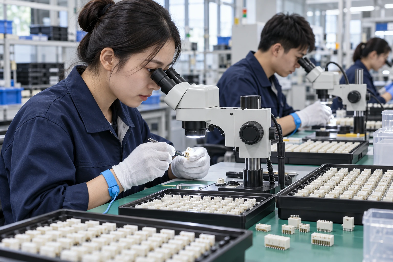 Wafer Connector Assembly & Inspection — illustrative scene