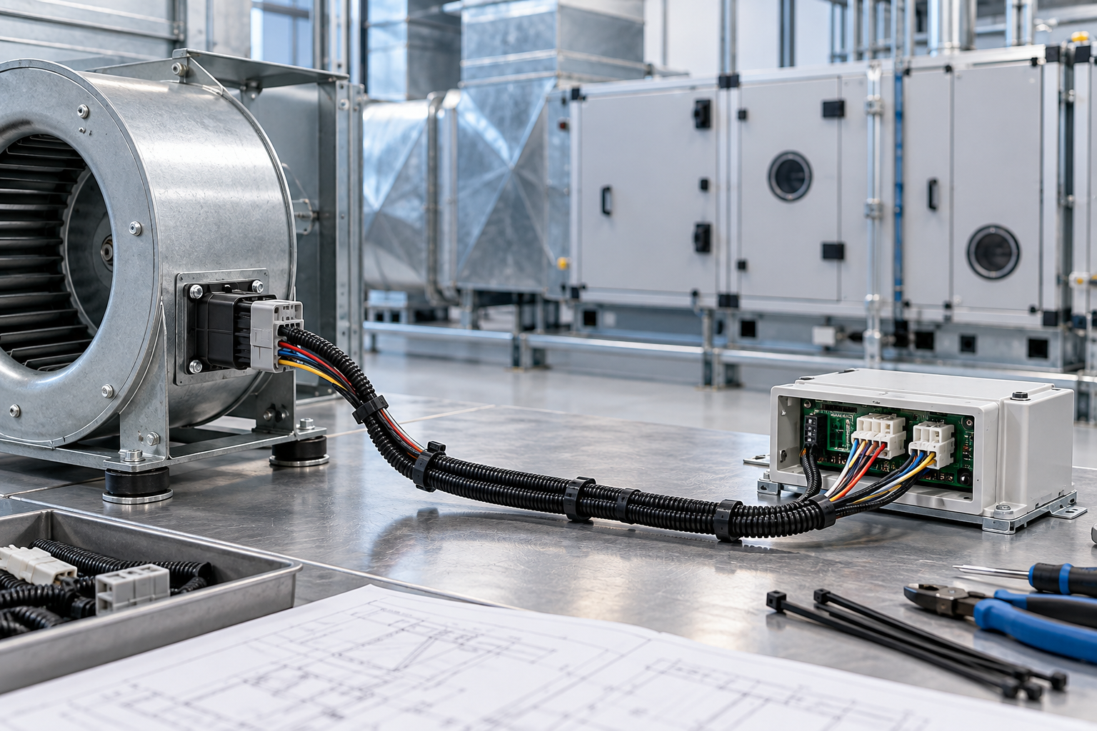 Conceptual illustration of application hvac for custom wire harness assemblies