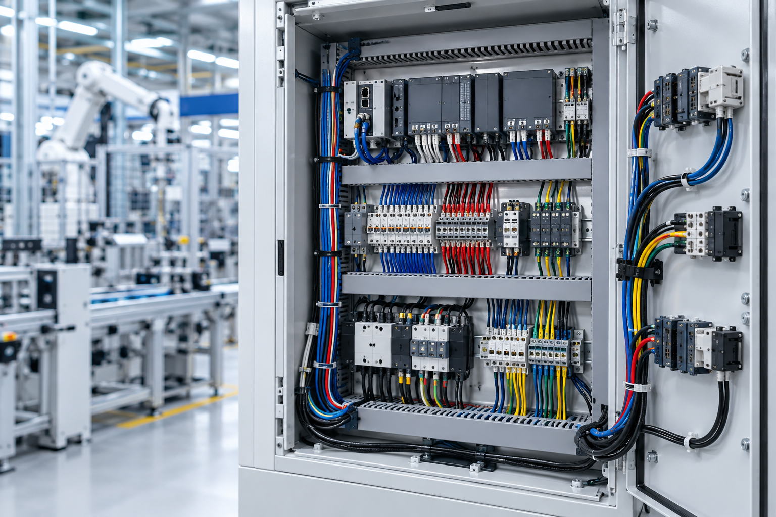 Conceptual illustration of application industrial for custom wire harness assemblies