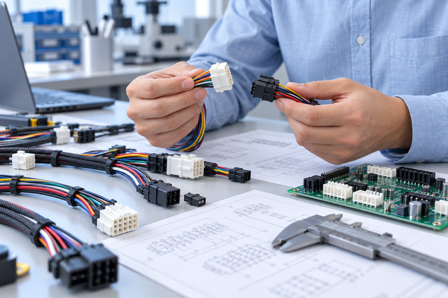 Conceptual illustration of support recommendations for custom wire harness assemblies